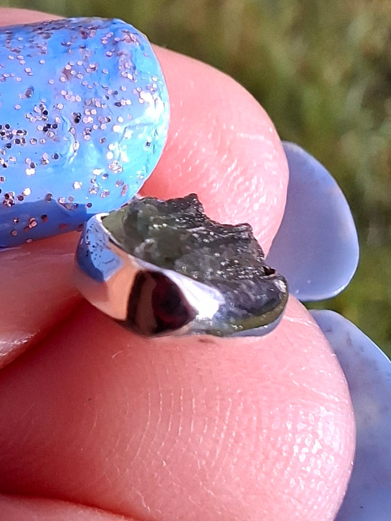 Moldavite Pendant, 925 Silver, Tektite (Ref: P52)