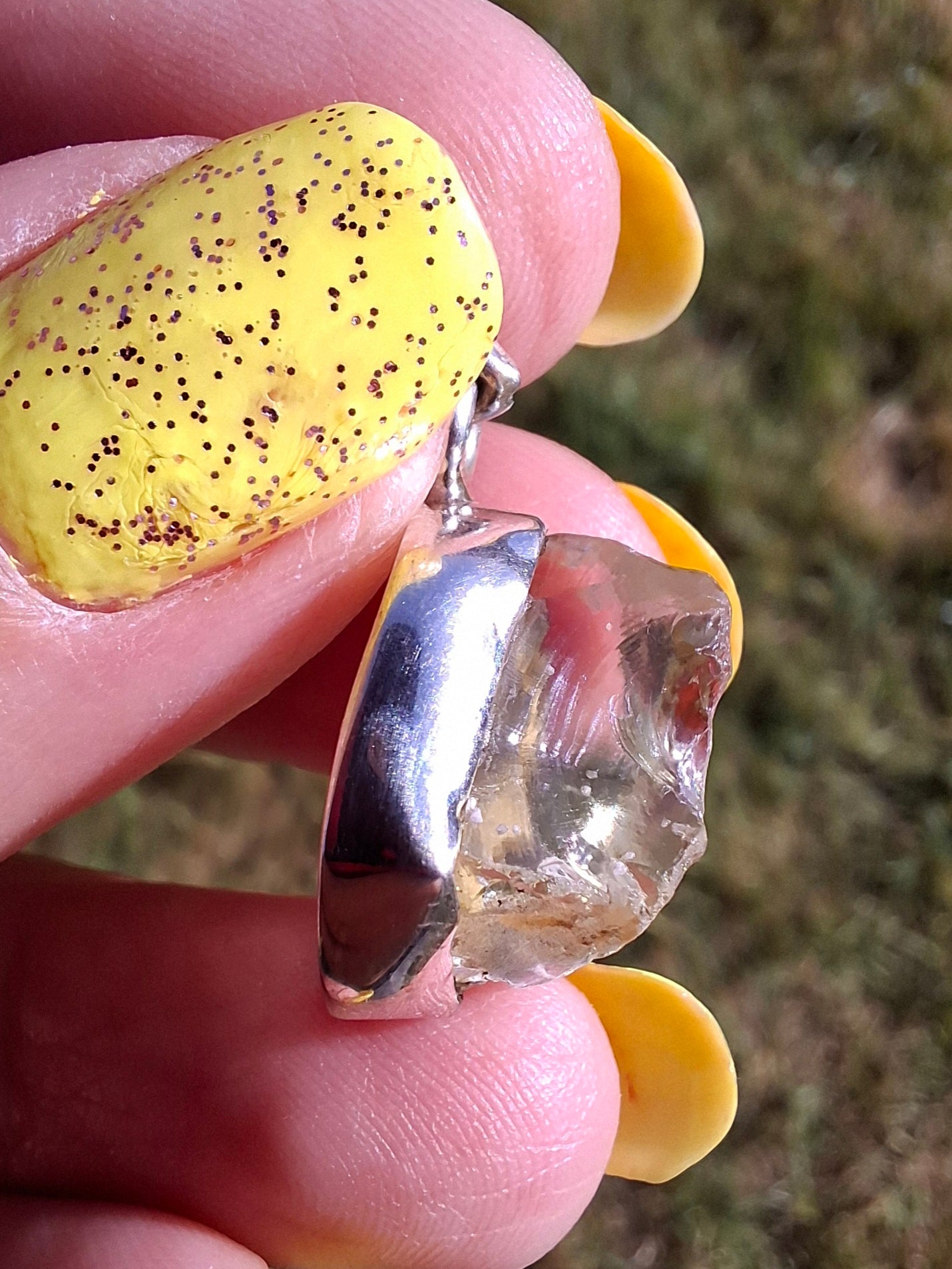 Libyan Desert Glass Pendant, 925 Silver, Tektite (Ref: LP105)