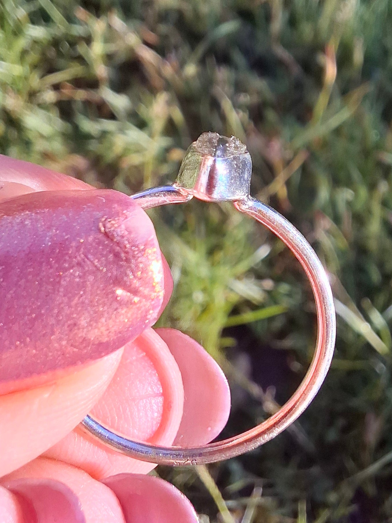 Moldavite Ring, size large R/small S, 925 Silver, Tektite (Ref: R55)