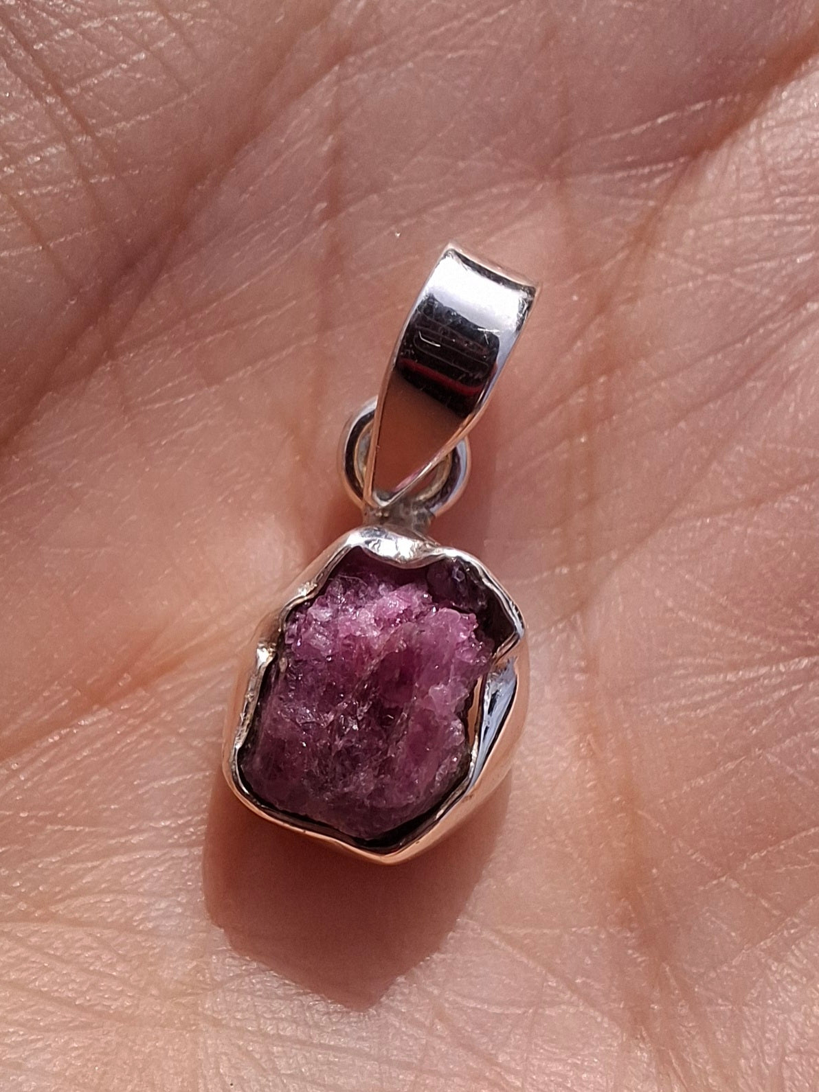 Pink Tourmaline Pendant, 925 Silver, Crystal (Ref: PT18)