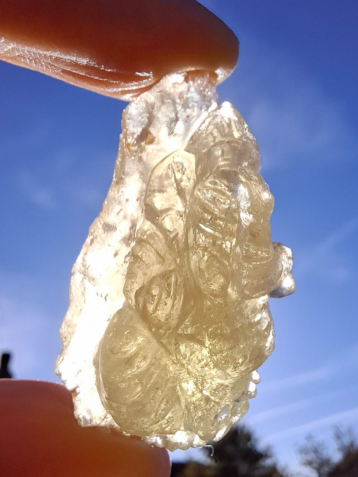 Libyan Desert Glass GANESHA carving, 18.39g, Tektite (Ref: Ganesha3)