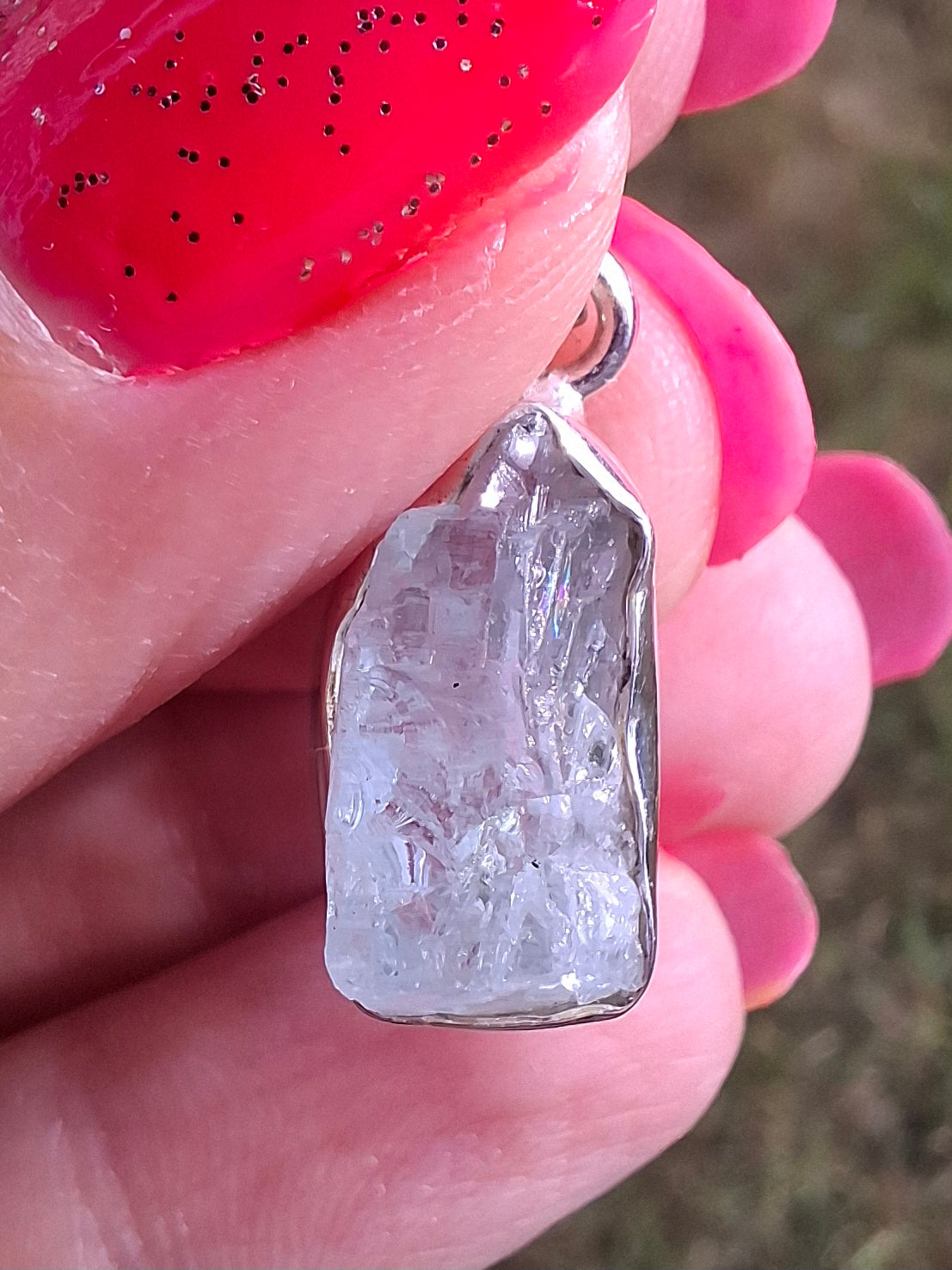 Aquamarine Pendant, 925 Silver, Crystal 🌈 (Ref: AQ4)