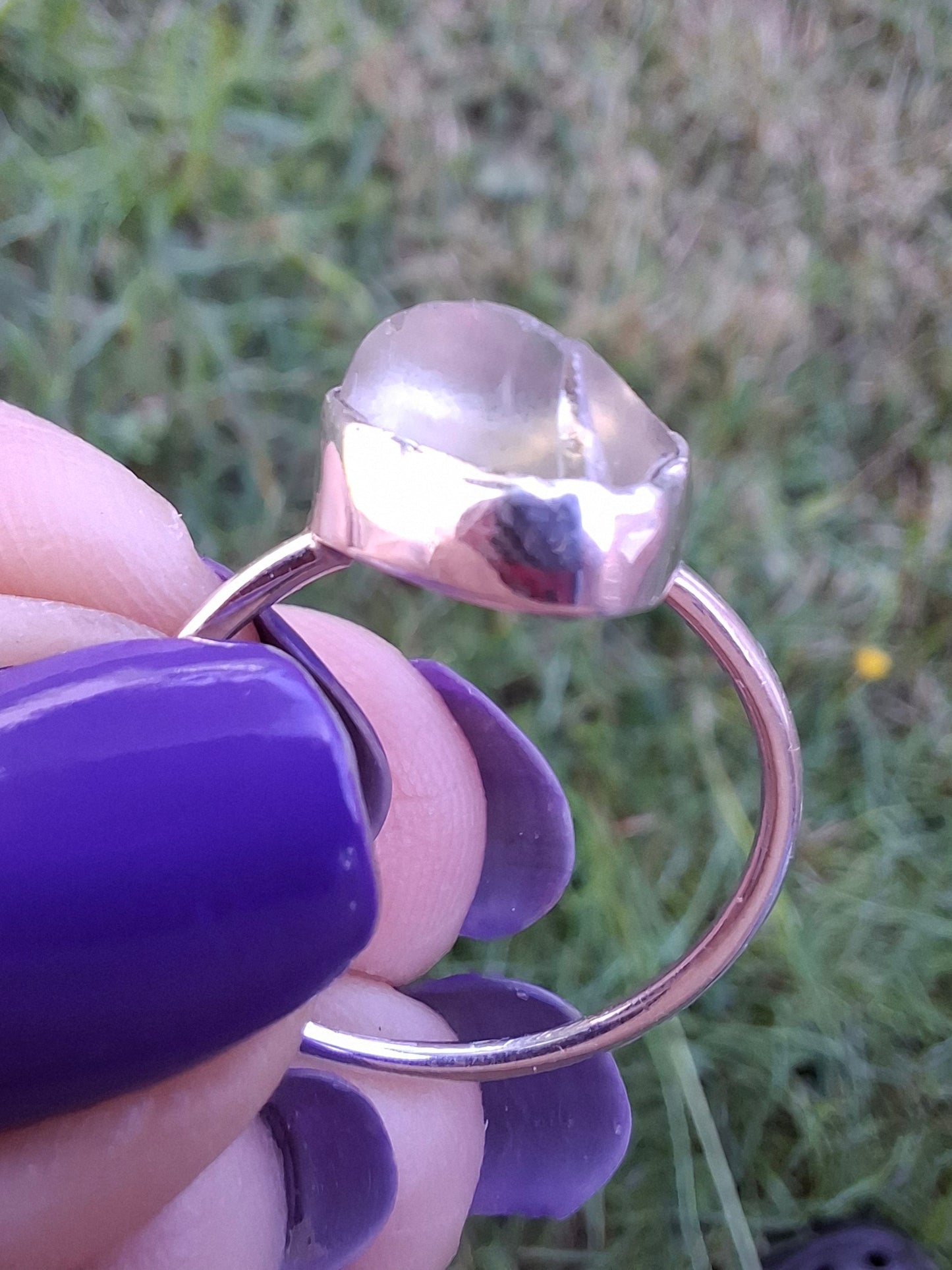 Libyan Desert Glass Ring, size large R/small S, 925 Silver, Tektite (Ref: LR42)