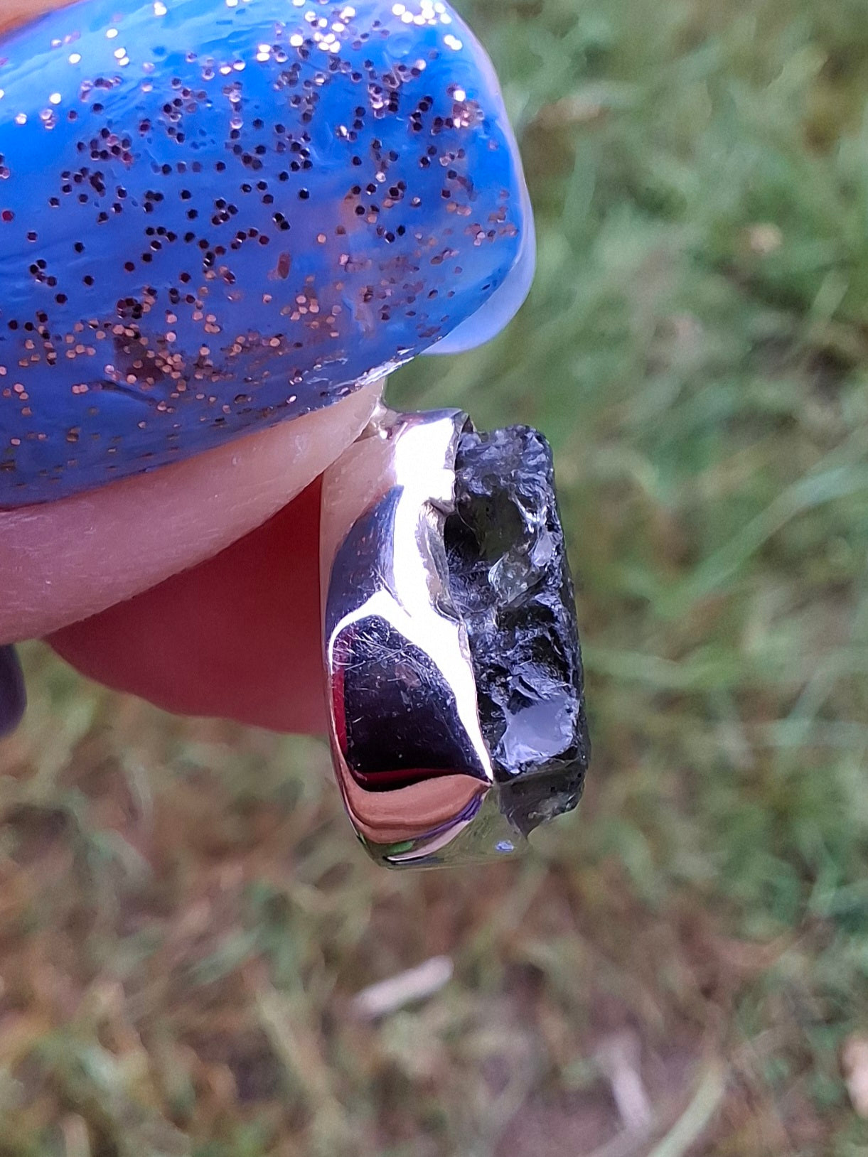 Moldavite Pendant, 925 Silver, Tektite (Ref: P71)