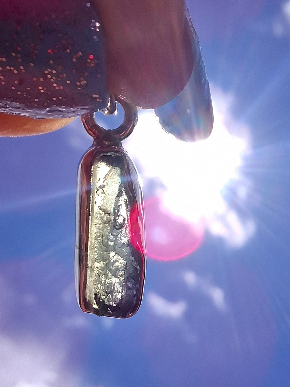 Moldavite Pendant, 925 Silver, Tektite (Ref: P77)