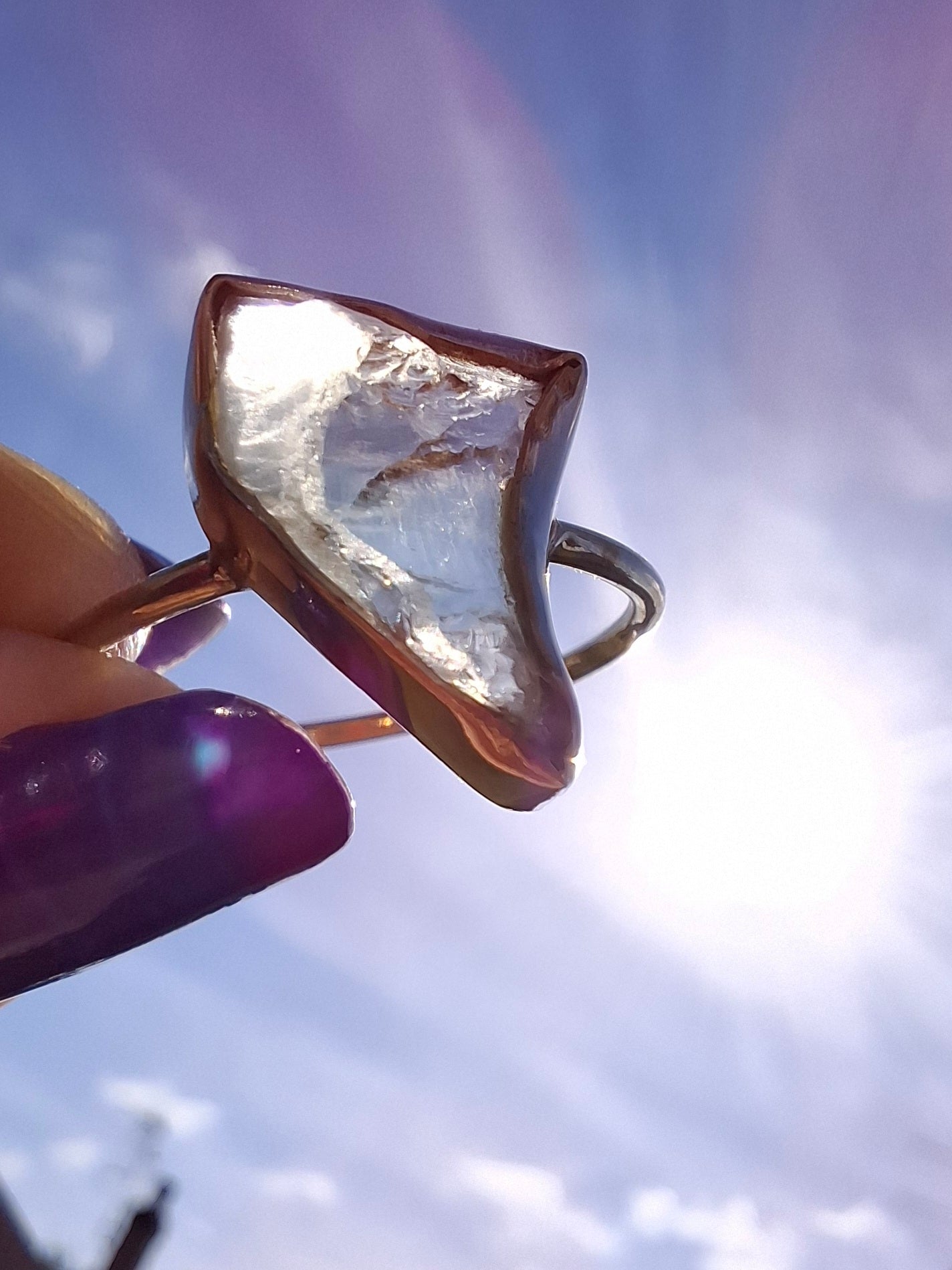Libyan Desert Glass Ring, size large W, 925 Silver, Tektite (Ref: LR62)