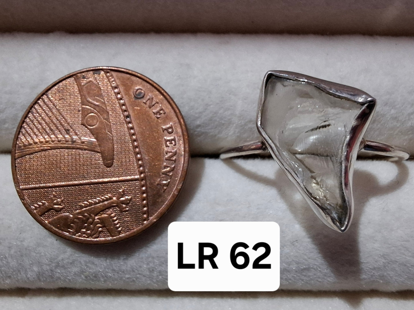 Libyan Desert Glass Ring, size large W, 925 Silver, Tektite (Ref: LR62)