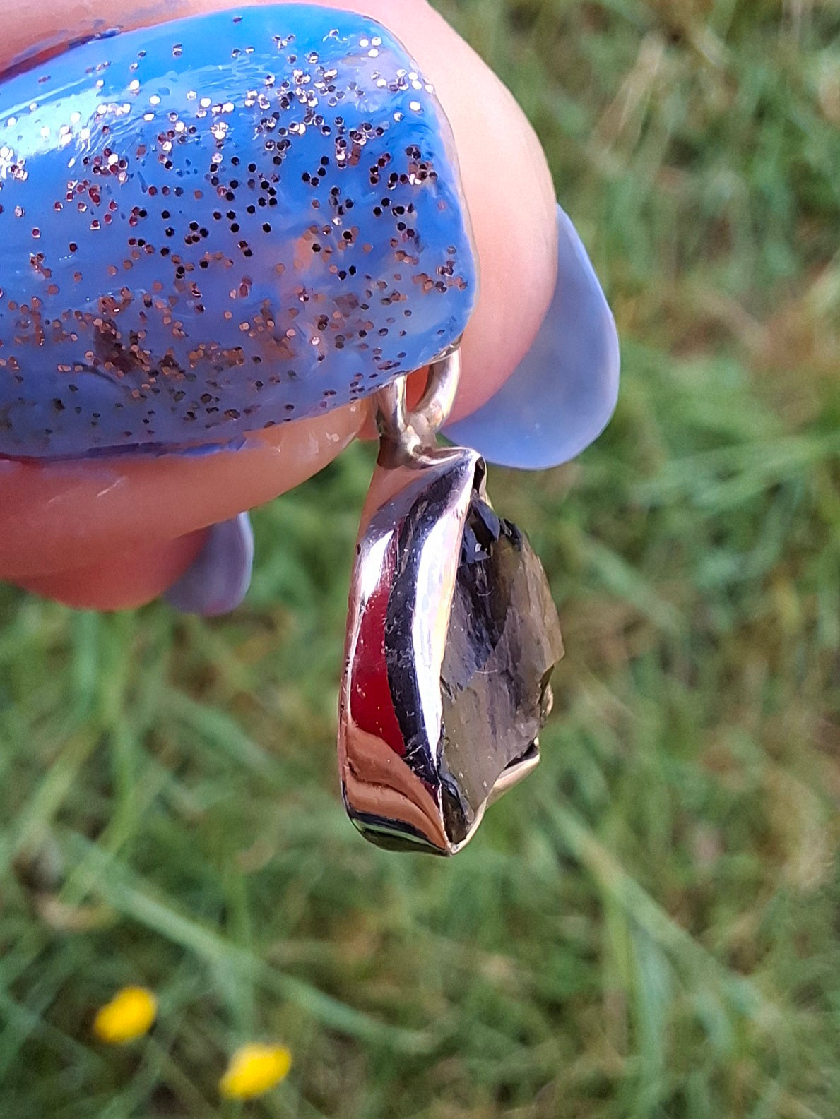 Moldavite Pendant, 925 Silver, Tektite (Ref: P30)