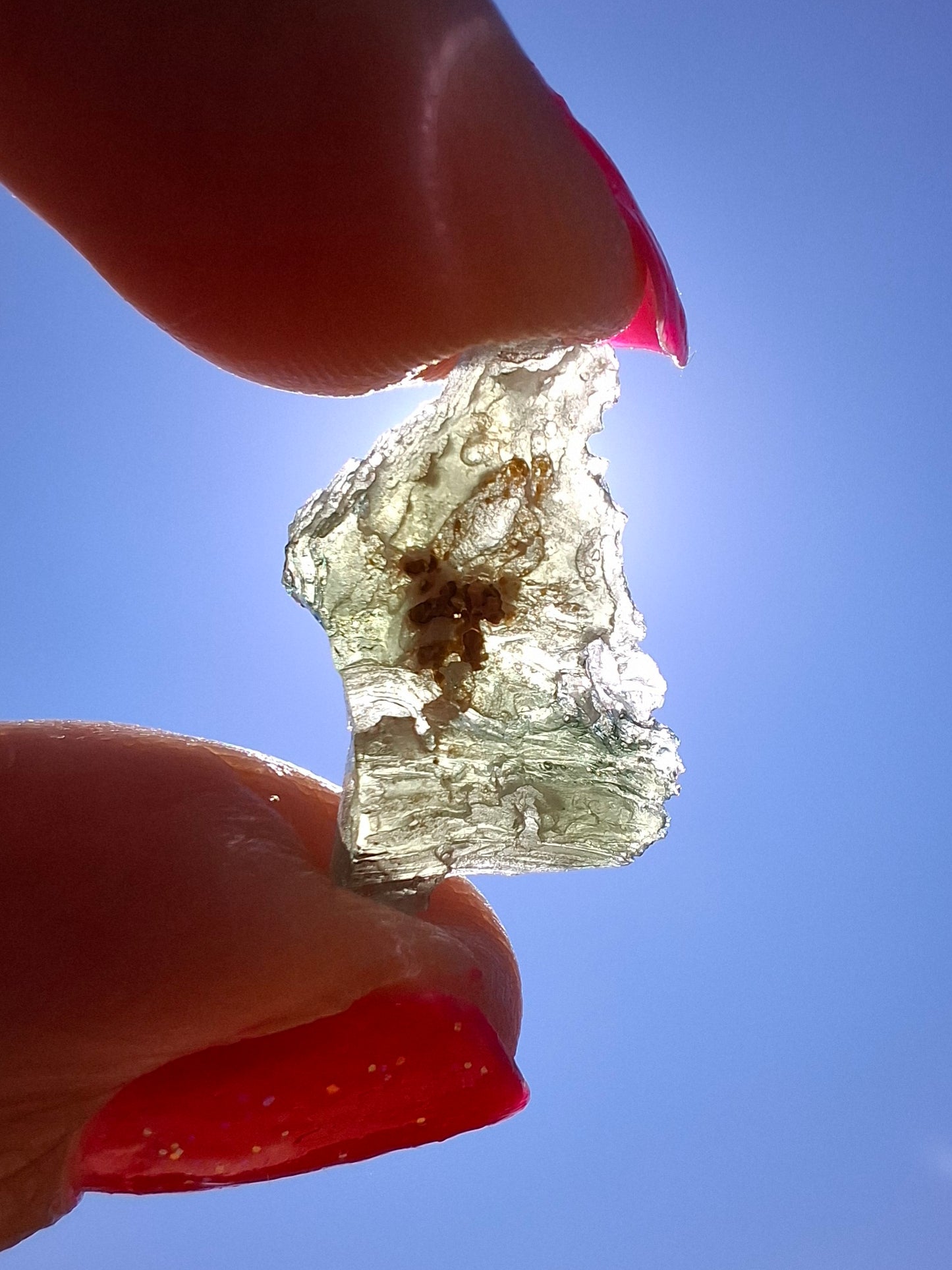 Moldavite Piece, SNOWFLAKE, FROSTED, BRUSNA, 0.92g, Tektite (Ref: 1499)