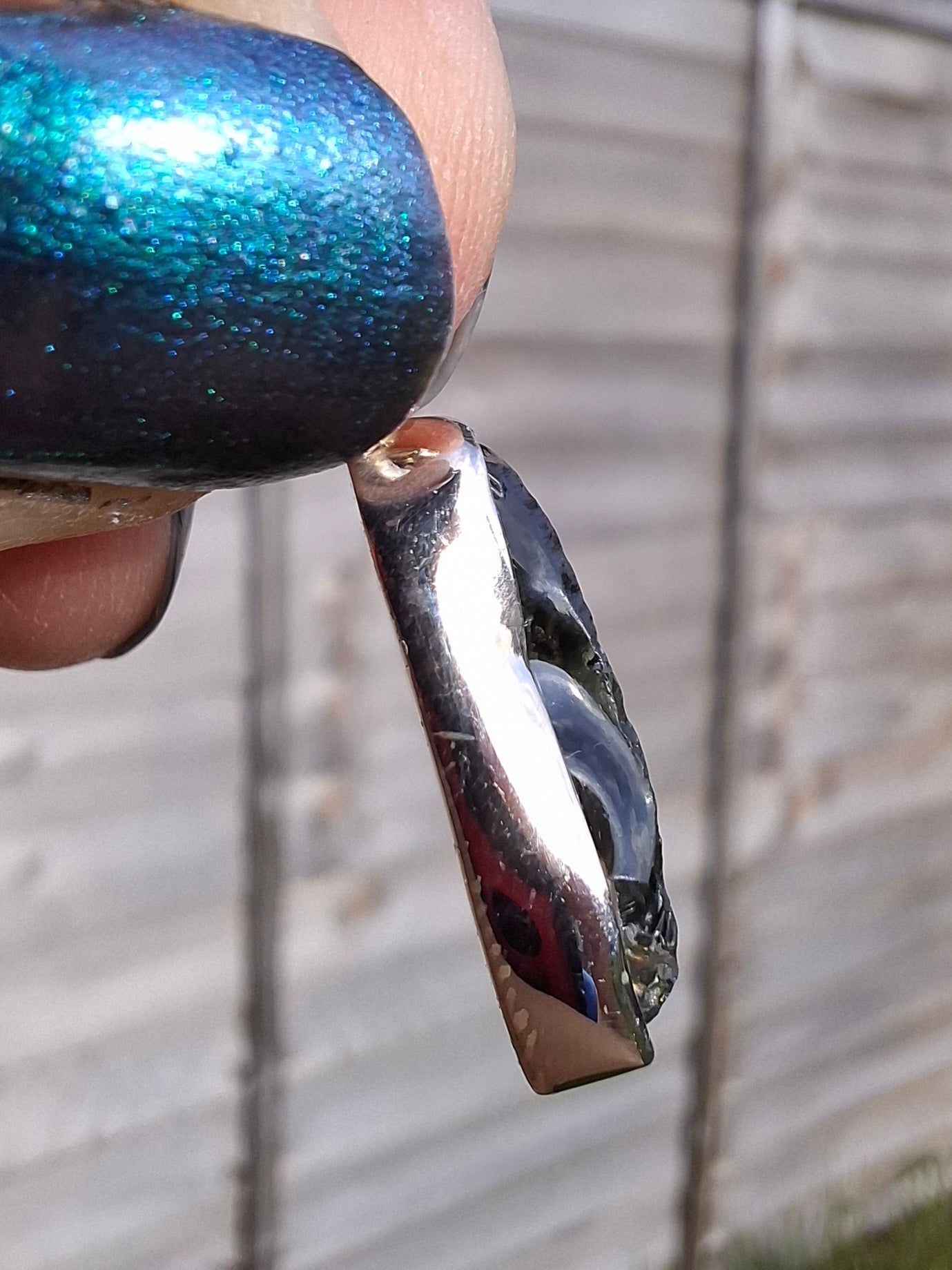Moldavite Pendant, 925 Silver, Tektite (Ref: P14)