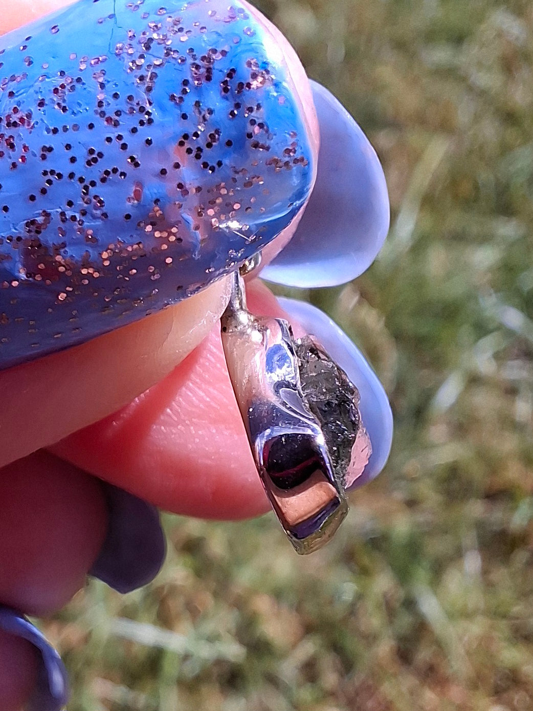 Moldavite Pendant, 925 Silver, Tektite (Ref: P68)