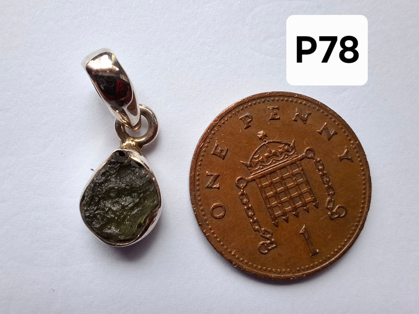 Moldavite Pendant, 925 Silver, Tektite (Ref: P78)
