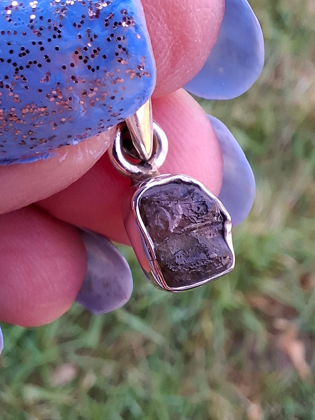 Moldavite Pendant, 925 Silver, Tektite (Ref: P44)