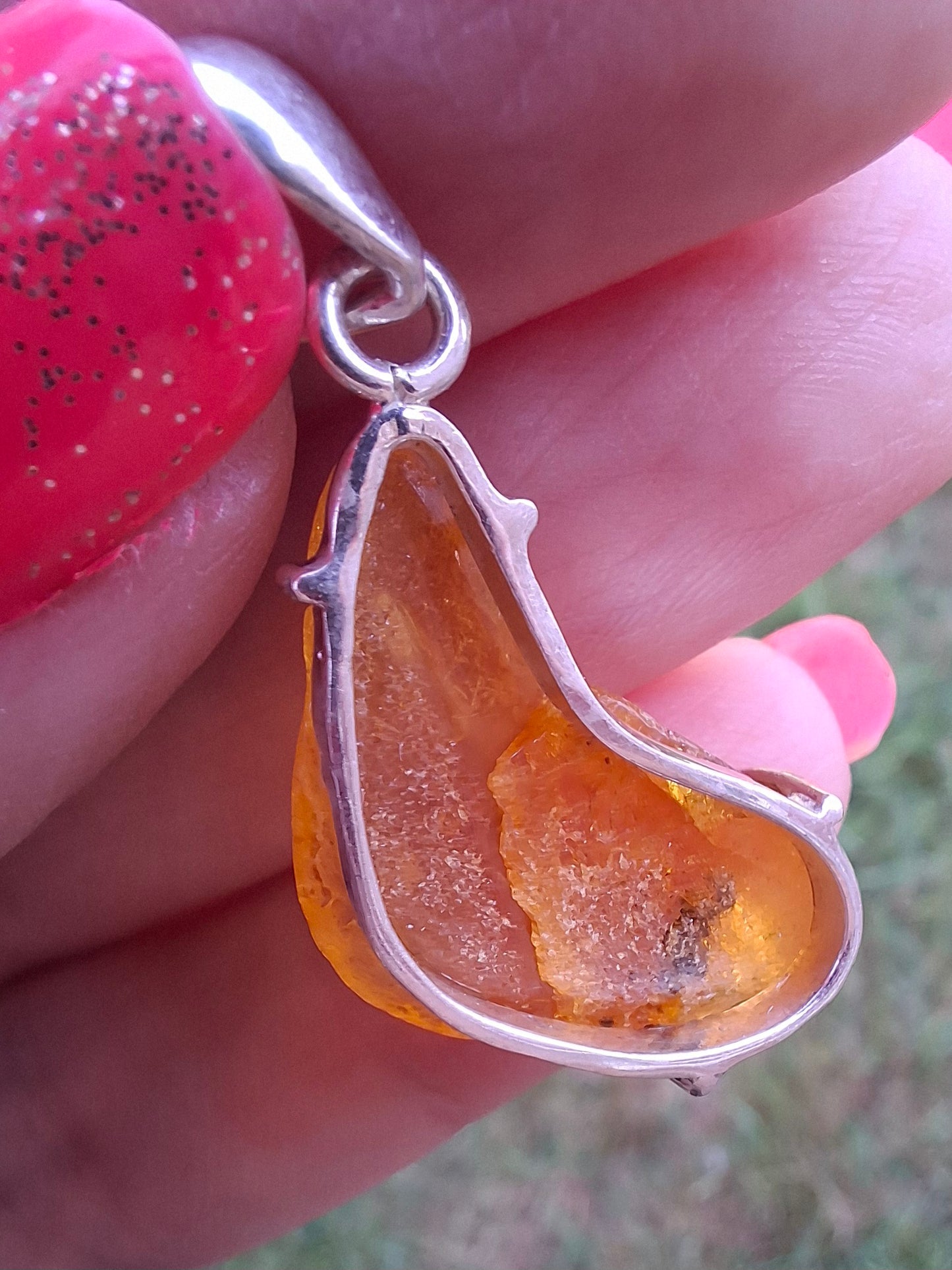 Baltic Amber Pendant, 925 Silver, Fossil (Ref: Ap1)