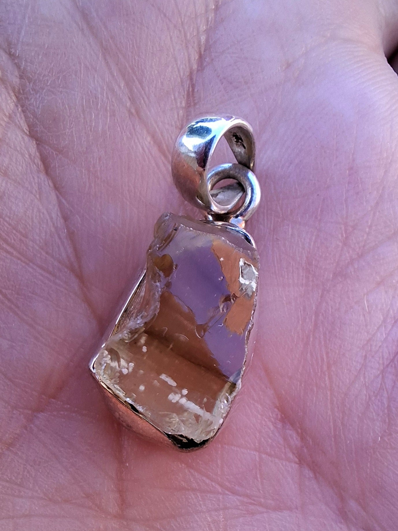Libyan Desert Glass Pendant, 925 Silver, Tektite (Ref: LP105)