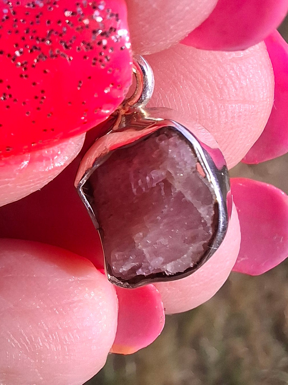Pink Tourmaline Pendant, 925 Silver, Crystal (Ref: PT82)