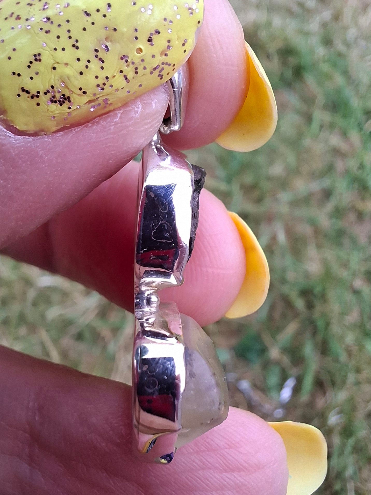 Moldavite & Libyan Desert Glass Pendant, 925 Silver, Tektite (Ref: MLP10)