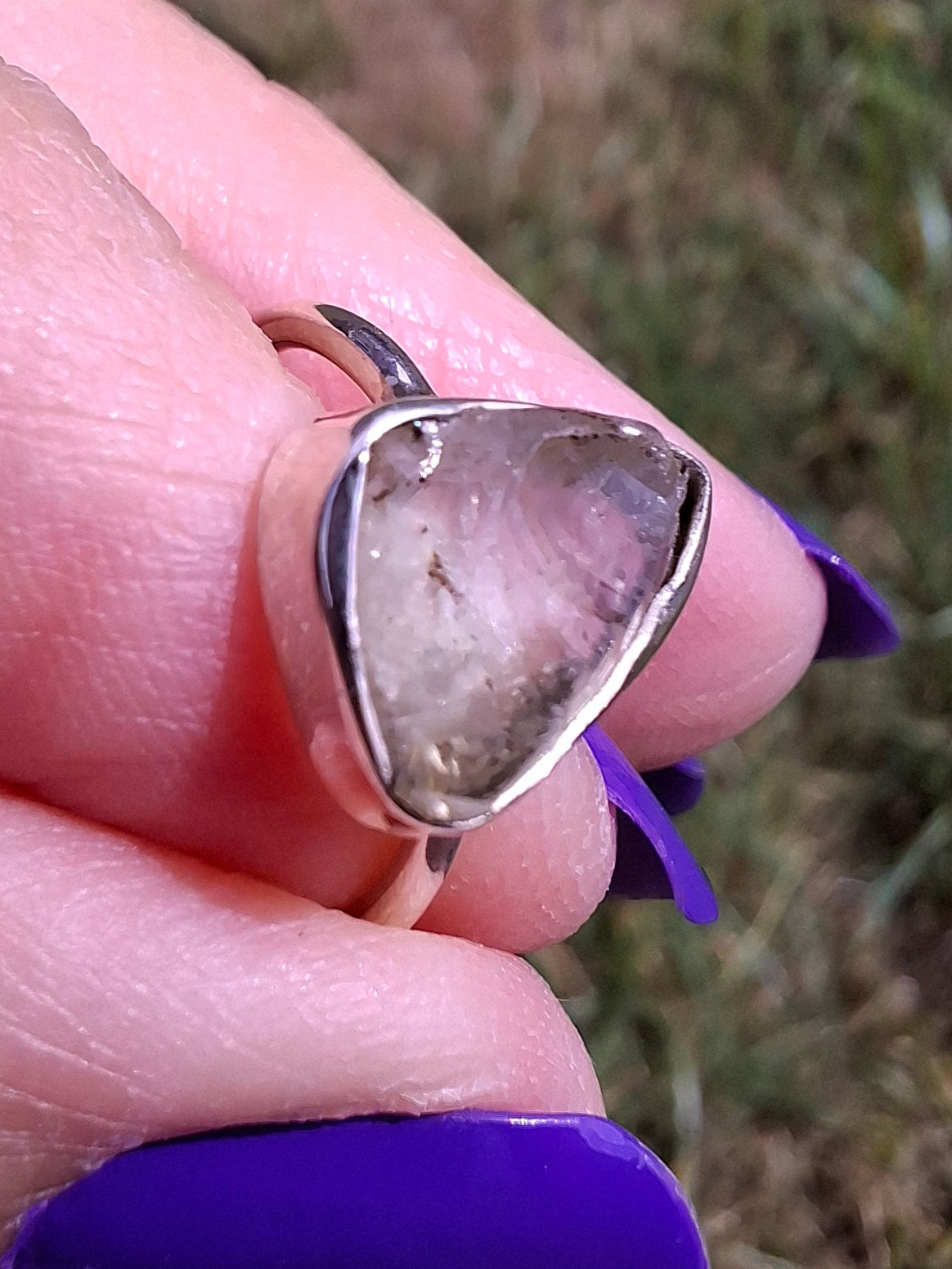 Libyan Desert Glass Ring, size large G, 925 Silver, Tektite (Ref: LR3)