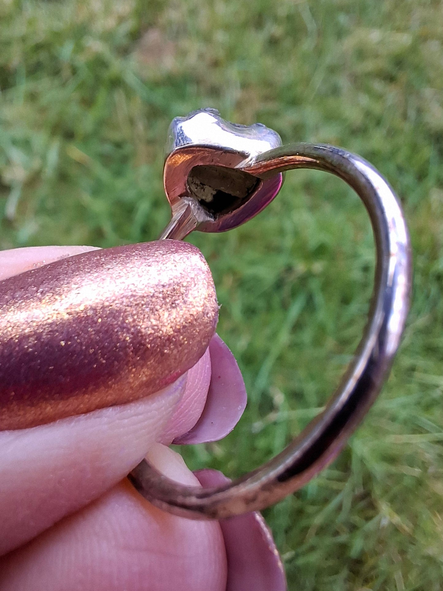 Moldavite Ring, size small X, 925 Silver, Tektite (Ref: R33)