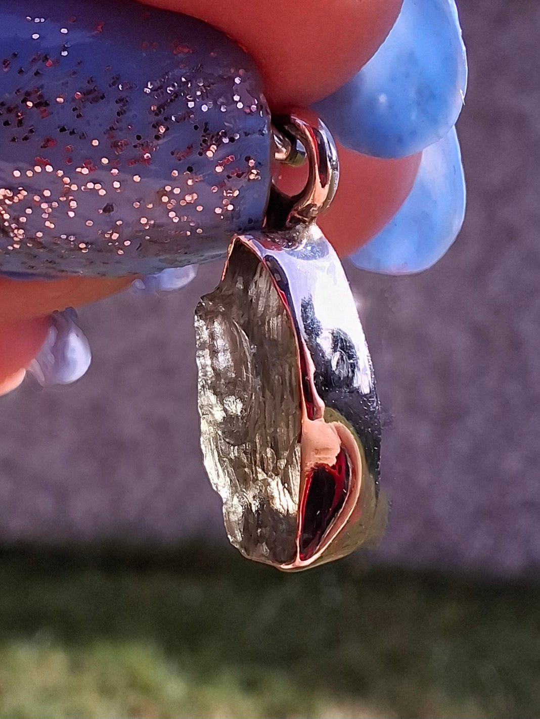 Moldavite Pendant, 925 Silver, Tektite (Ref: P48)