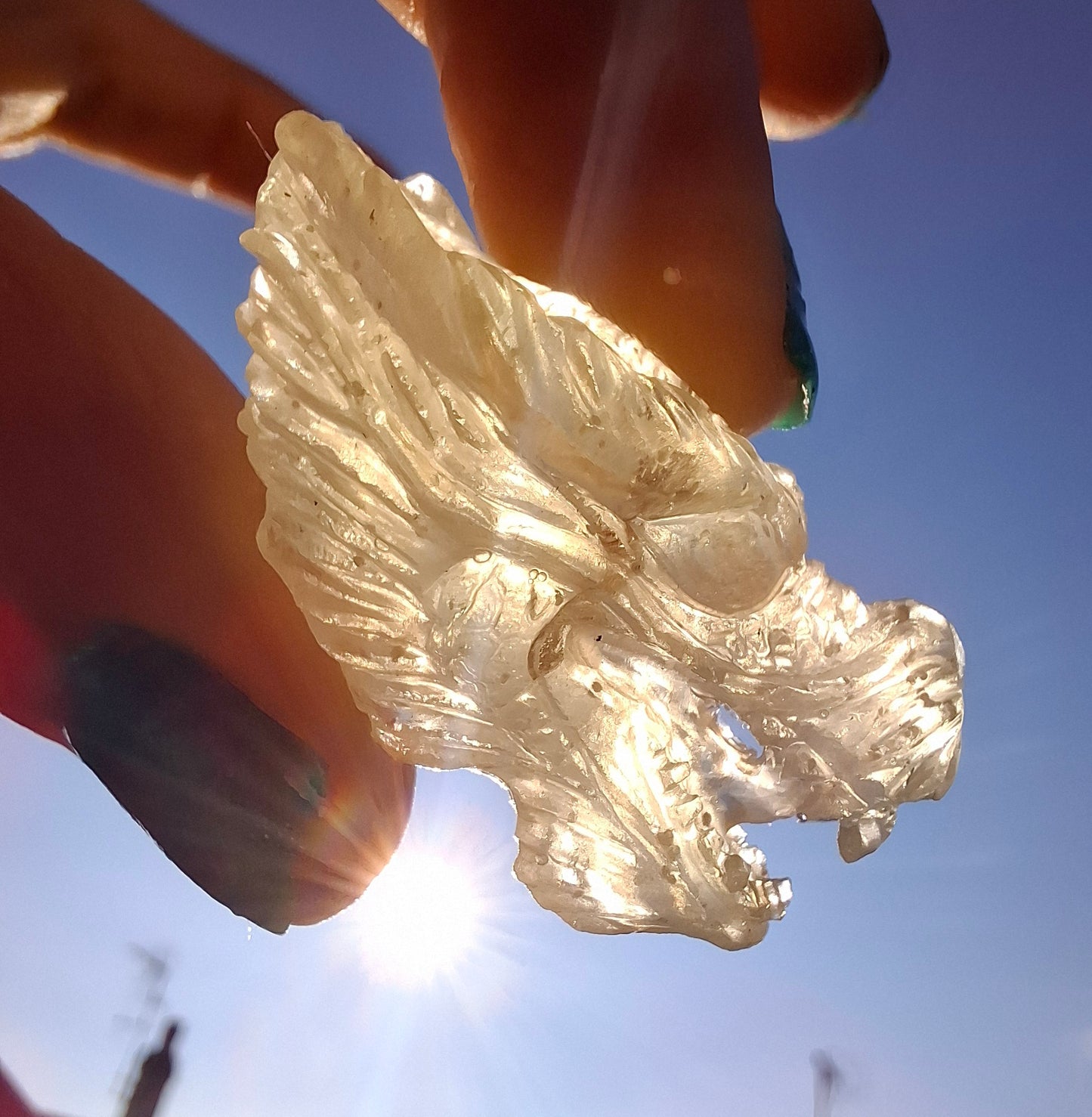 Libyan Desert Glass DRAGON HEAD carving, 9.66g, Tektite (Ref: Dragon 3)