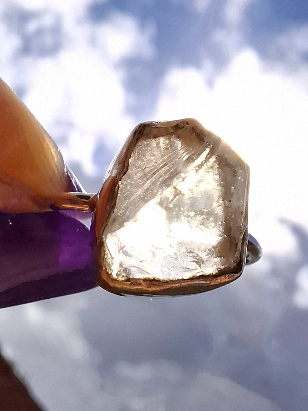 Libyan Desert Glass Ring, size small S, 925 Silver, Tektite (Ref: LR44)