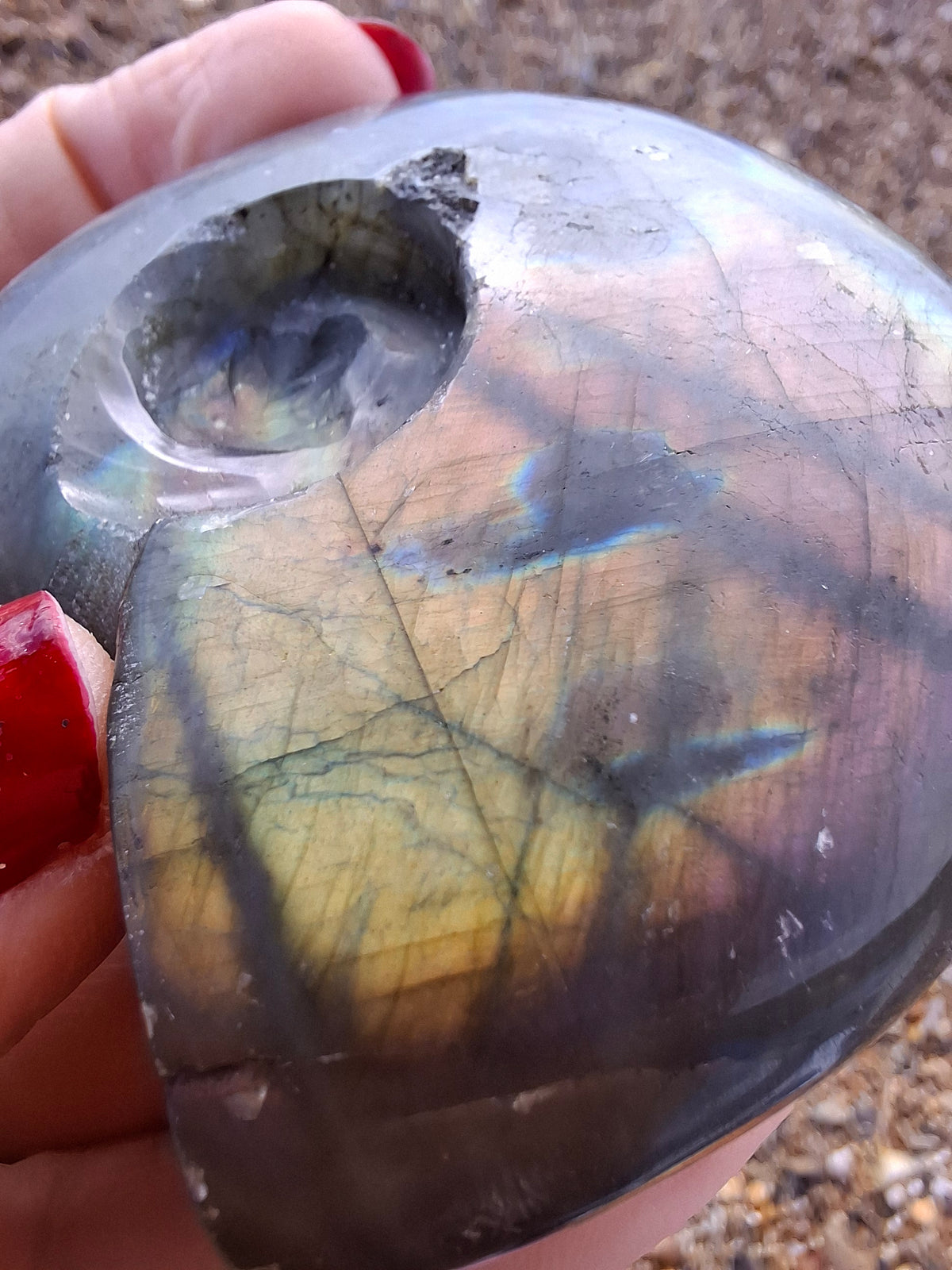 Labradorite Ammonite Carving, 146.90g, Crystal (Ref: laba5)