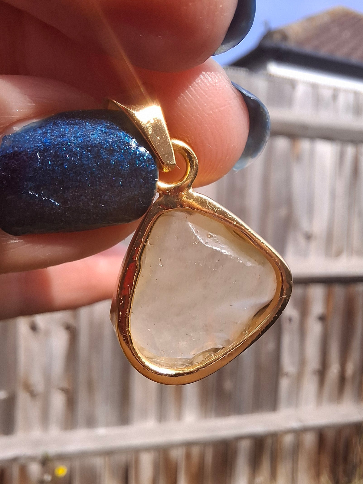 Libyan Desert Glass Pendant, 14K GOLD Plated, Tektite (Ref: LP125)