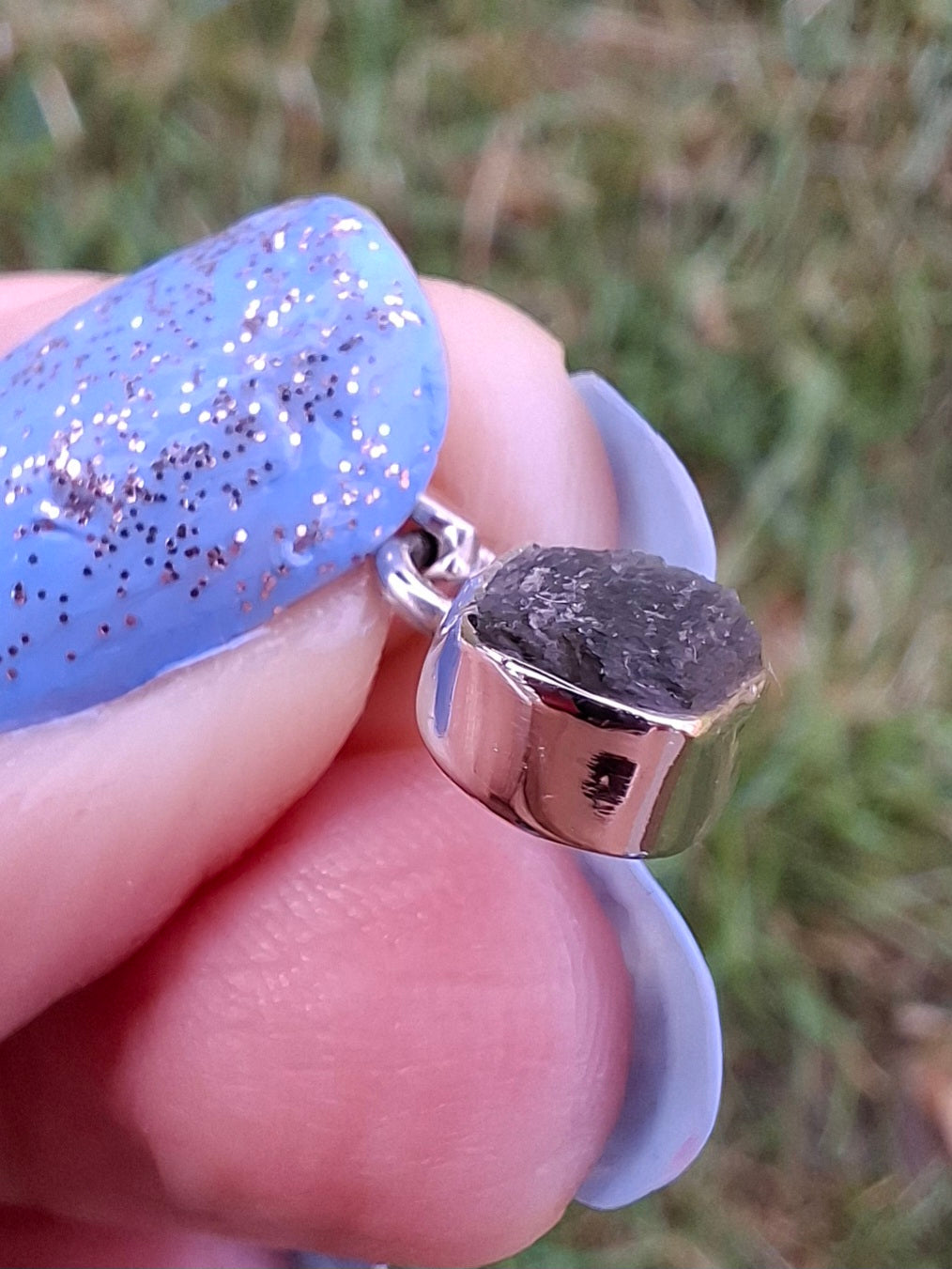 Moldavite Pendant, 925 Silver, Tektite (Ref: P60)
