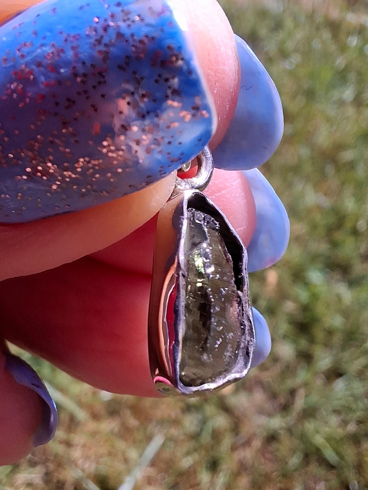 Moldavite Piece, 925 Silver, Tektite (Ref: P90)