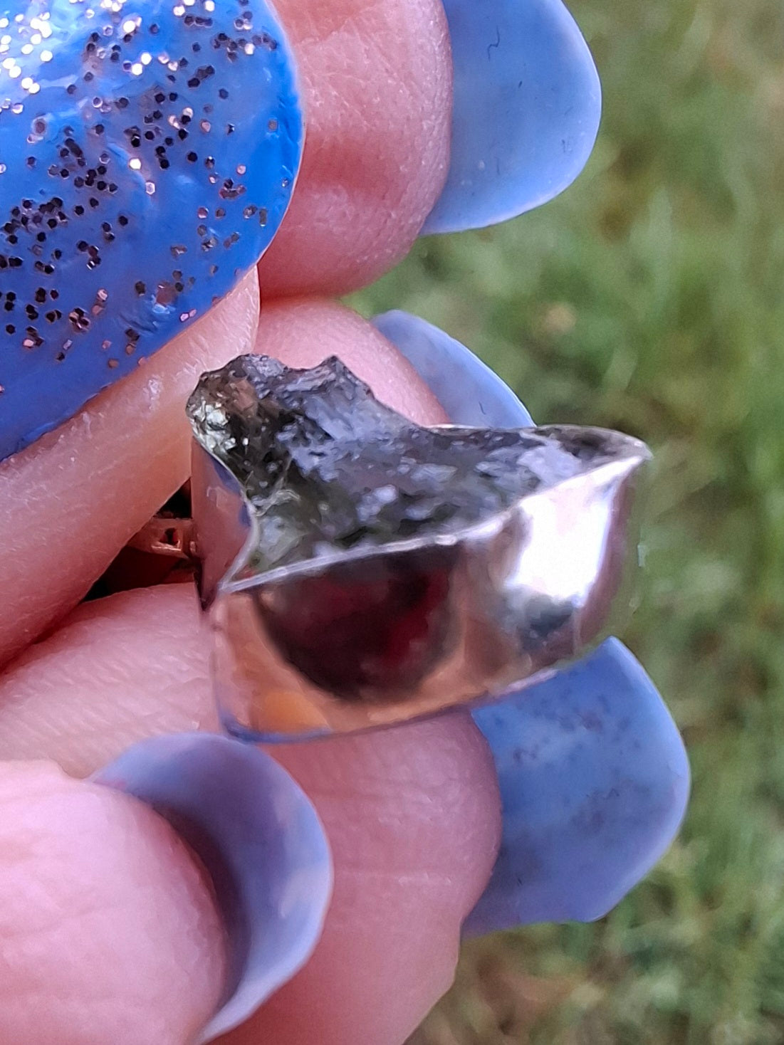 Moldavite Pendant, 925 Silver, Tektite (Ref: P74)