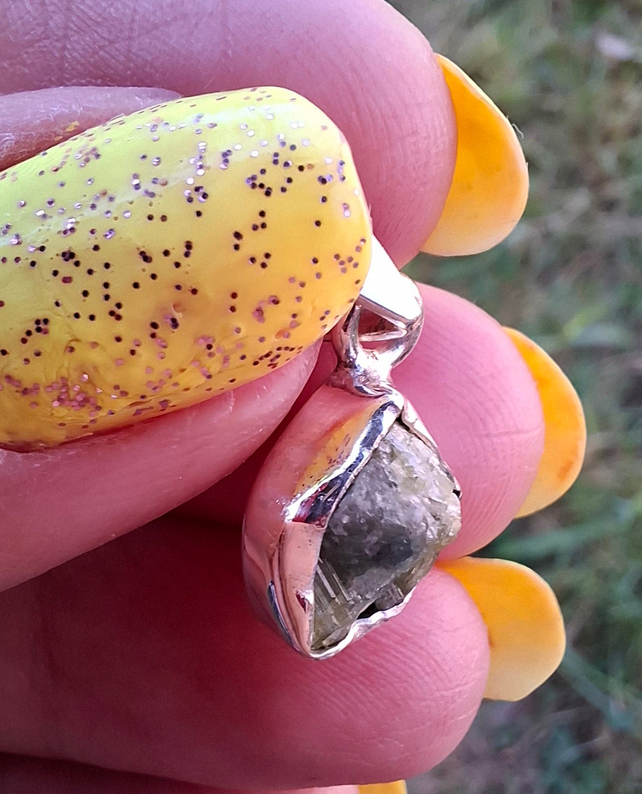 Green Tourmaline Pendant, 925 Silver, Crystal (Ref: GT1)