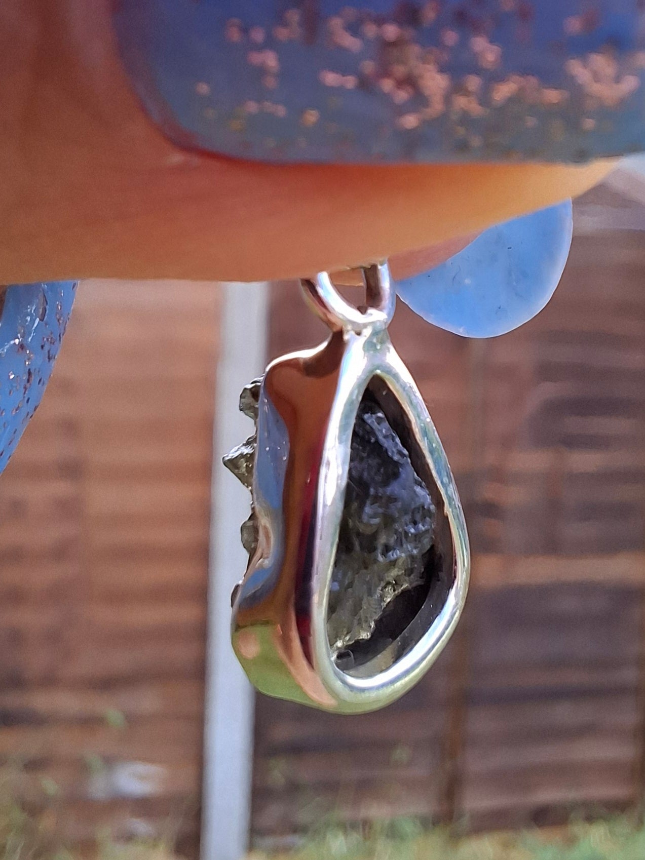 Moldavite Pendant, 925 Silver, Tektite (Ref: P64)