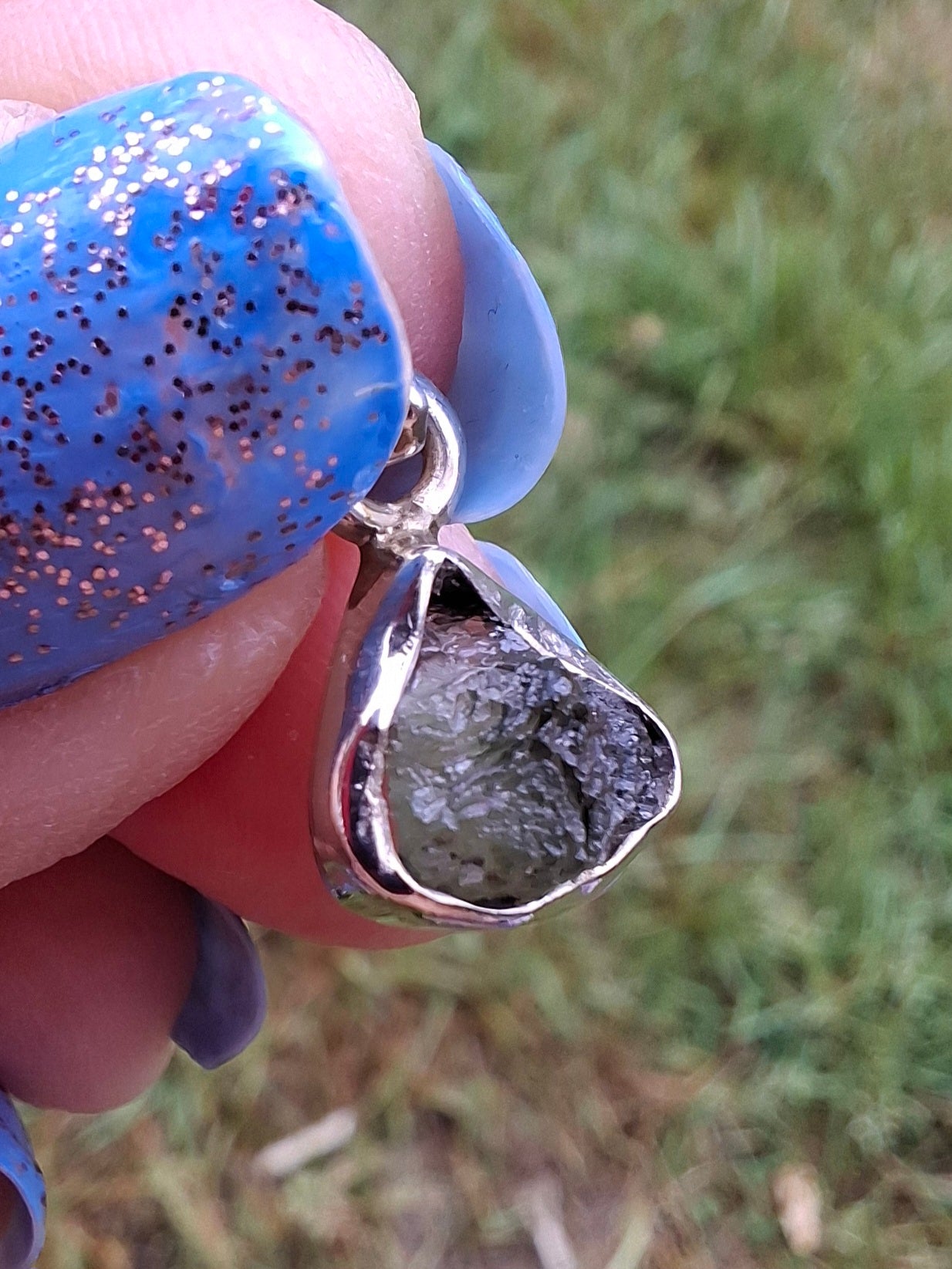Moldavite Pendant, 925 Silver, Tektite (Ref: P69)