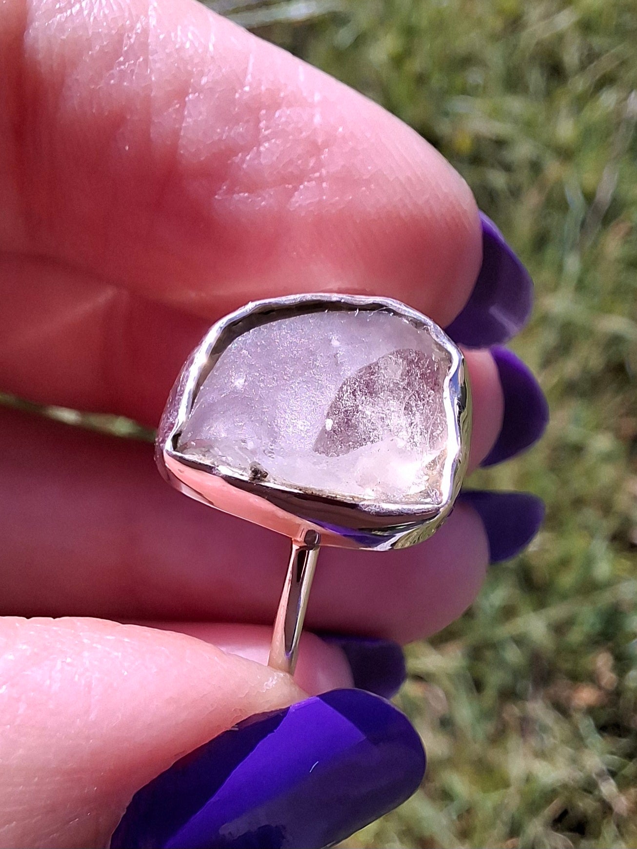 Libyan Desert Glass Ring, size large U, 925 Silver, Tektite (Ref: LR53)
