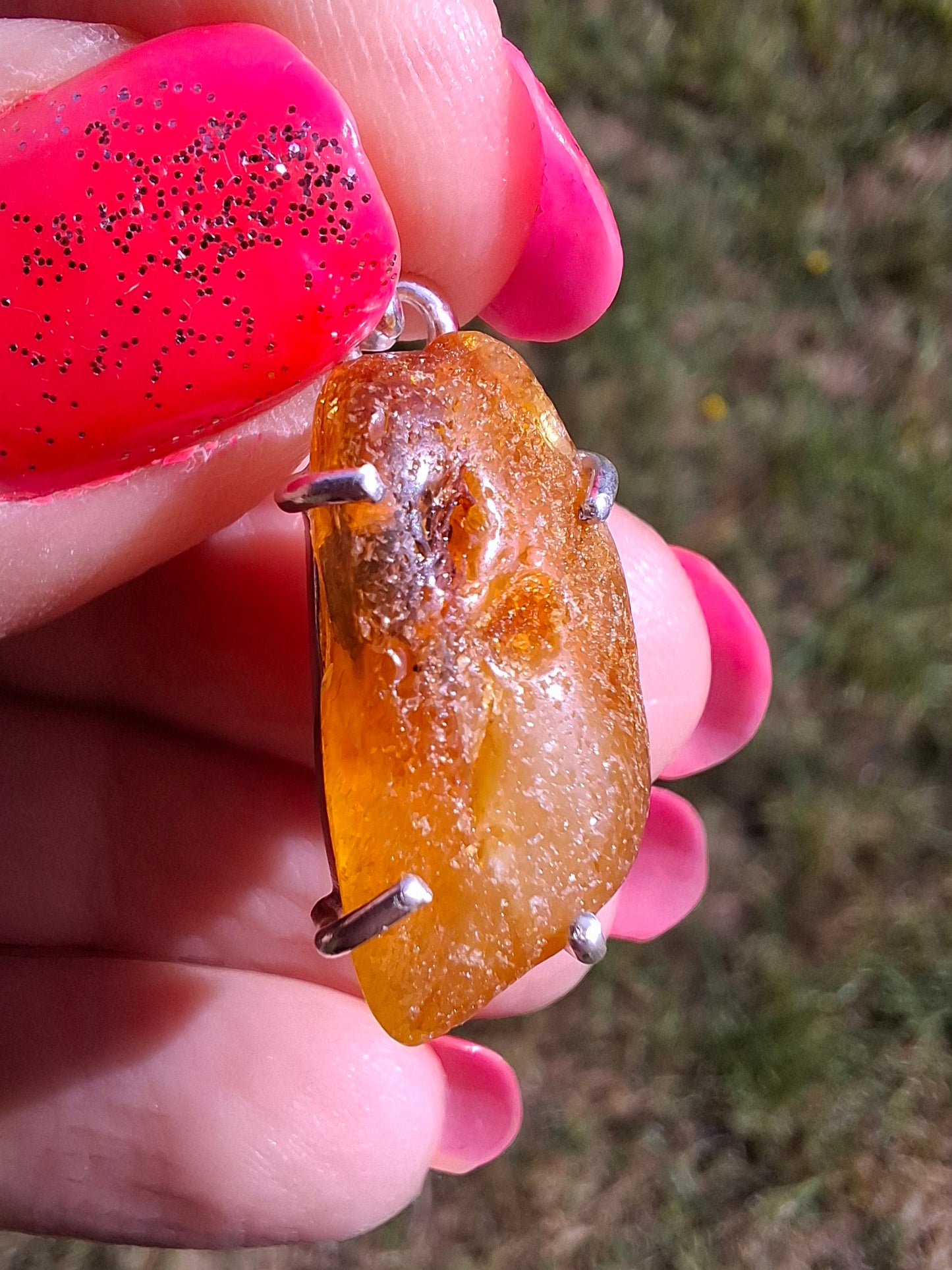 Baltic Amber Pendant, 925 Silver, Fossil (Ref: AP4)