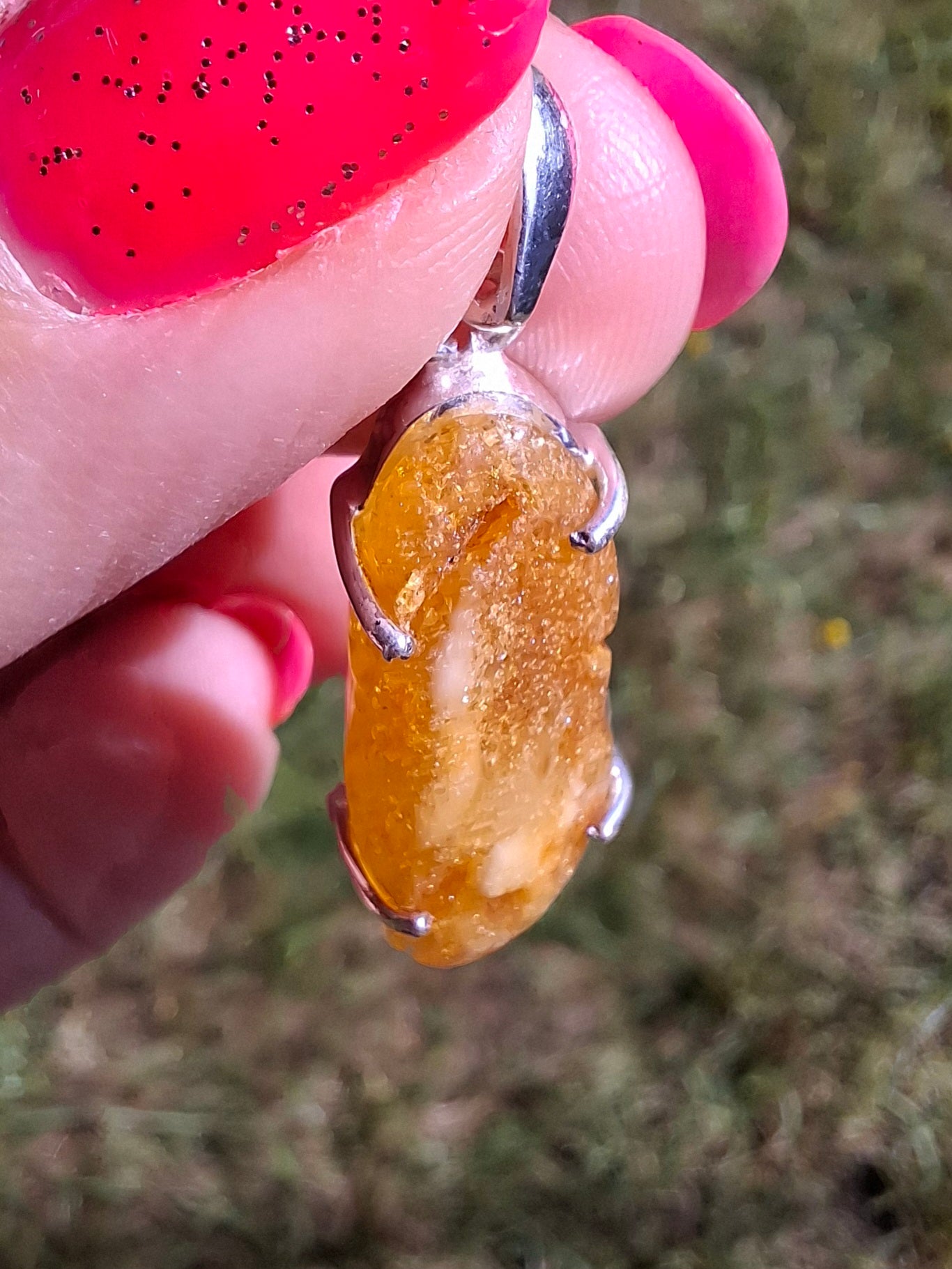 Baltic Amber Pendant, 925 Silver, Fossil (Ref: AP2)