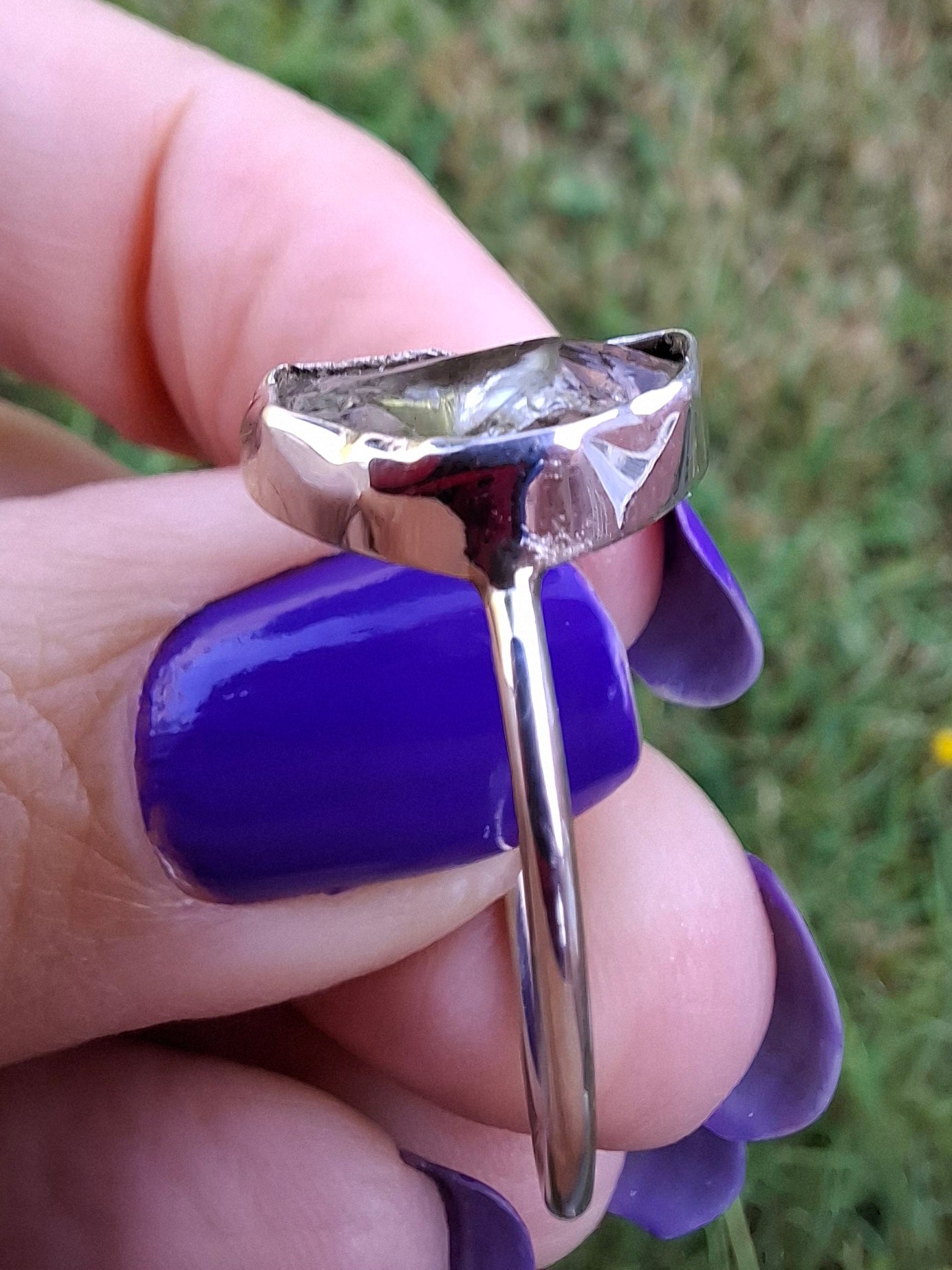Libyan Desert Glass Ring, size large W, 925 Silver, Tektite (Ref: LR63)