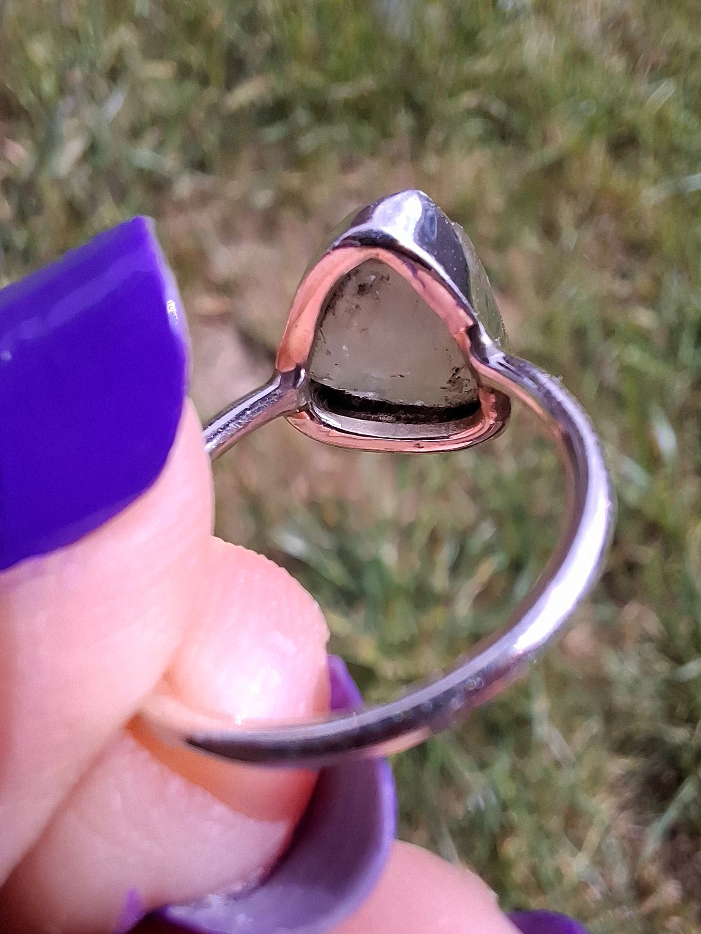 Libyan Desert Glass Ring, size large G, 925 Silver, Tektite (Ref: LR3)