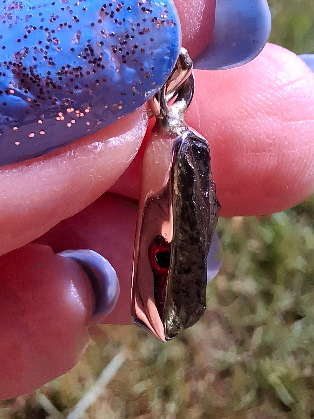 Moldavite Pendant, 925 Silver, Tektite (Ref: P82)