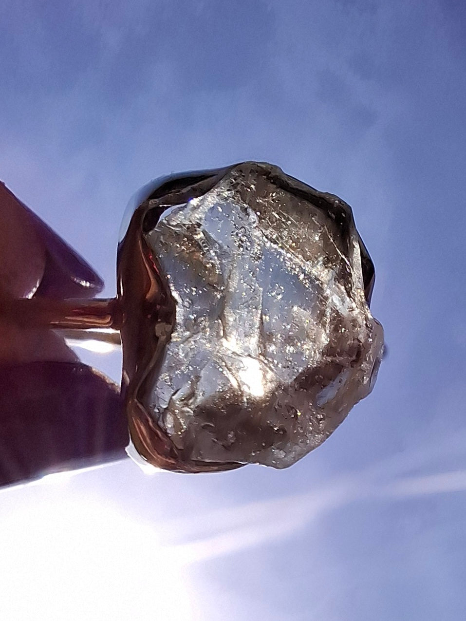 Libyan Desert Glass Ring, size large R/small S, 925 Silver, Tektite (Ref: LR43)