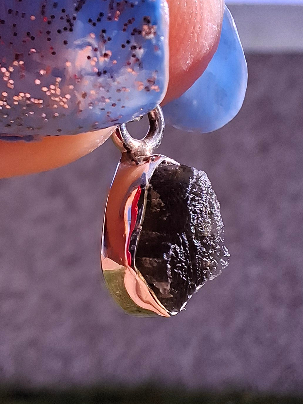Moldavite Pendant, 925 Silver, Tektite (Ref: P58)
