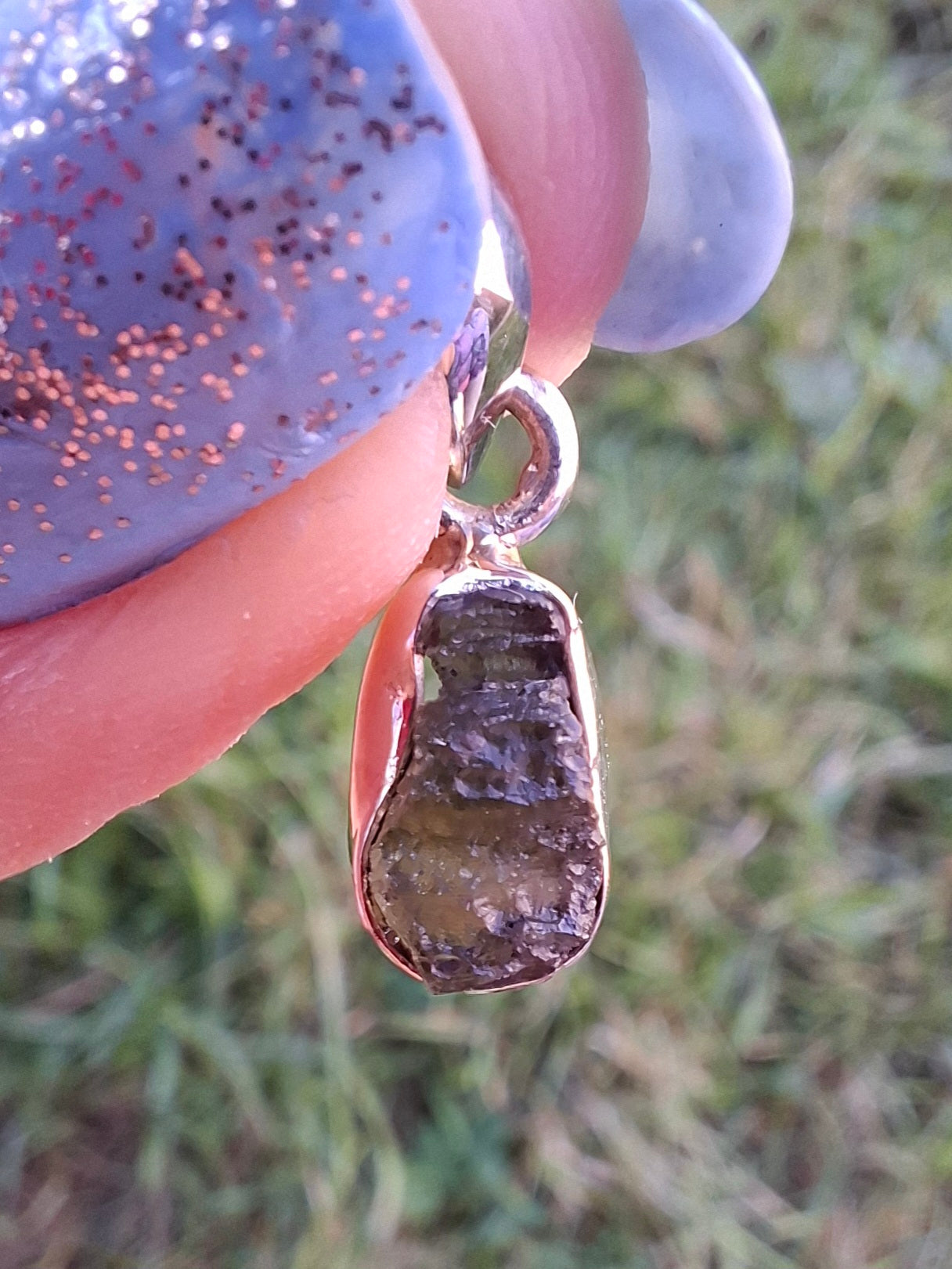 Moldavite Pendant, 925 Silver, Tektite (Ref: P89)