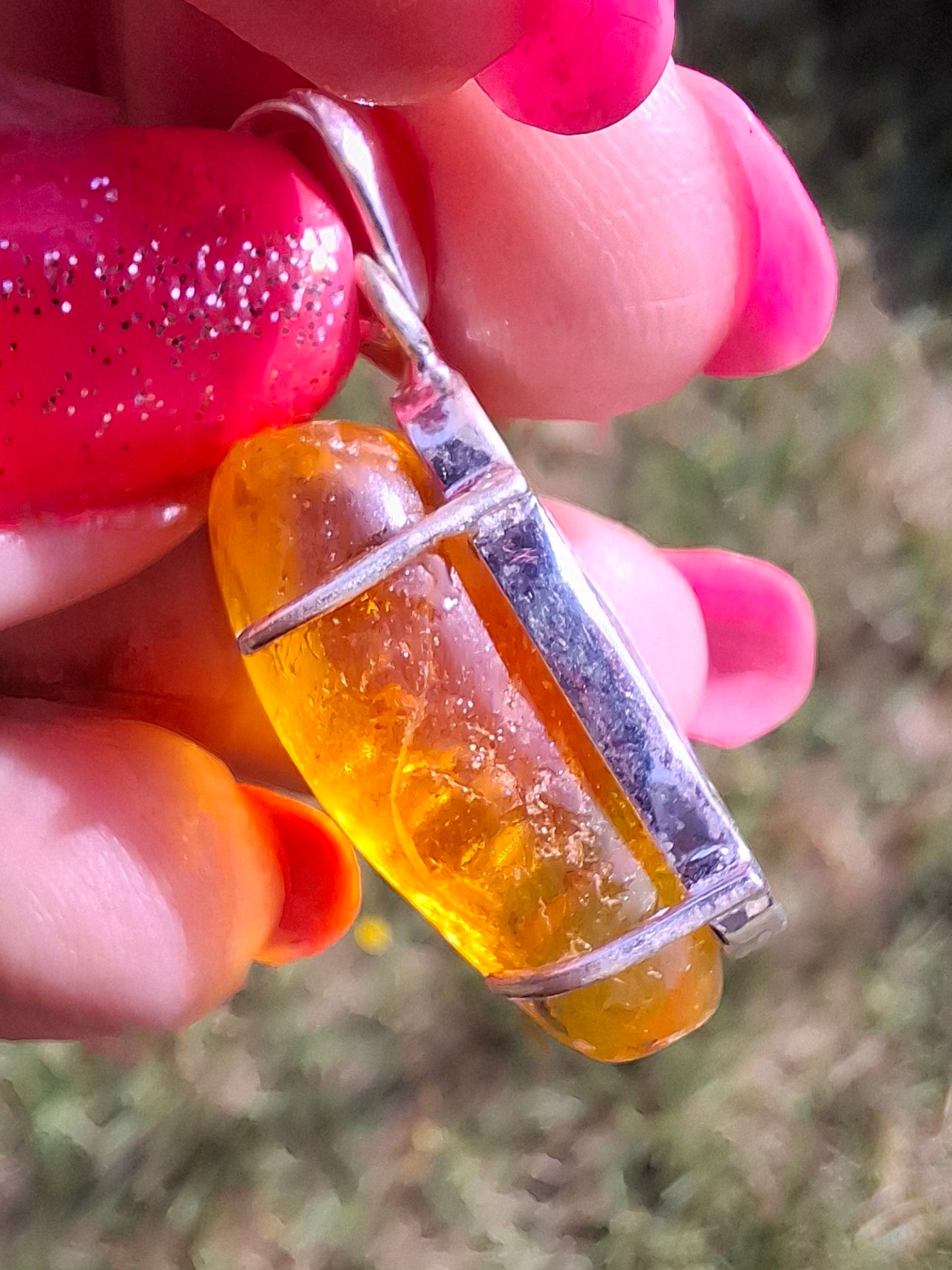 Baltic Amber Pendant, 925 Silver, Fossil (Ref: AP13)