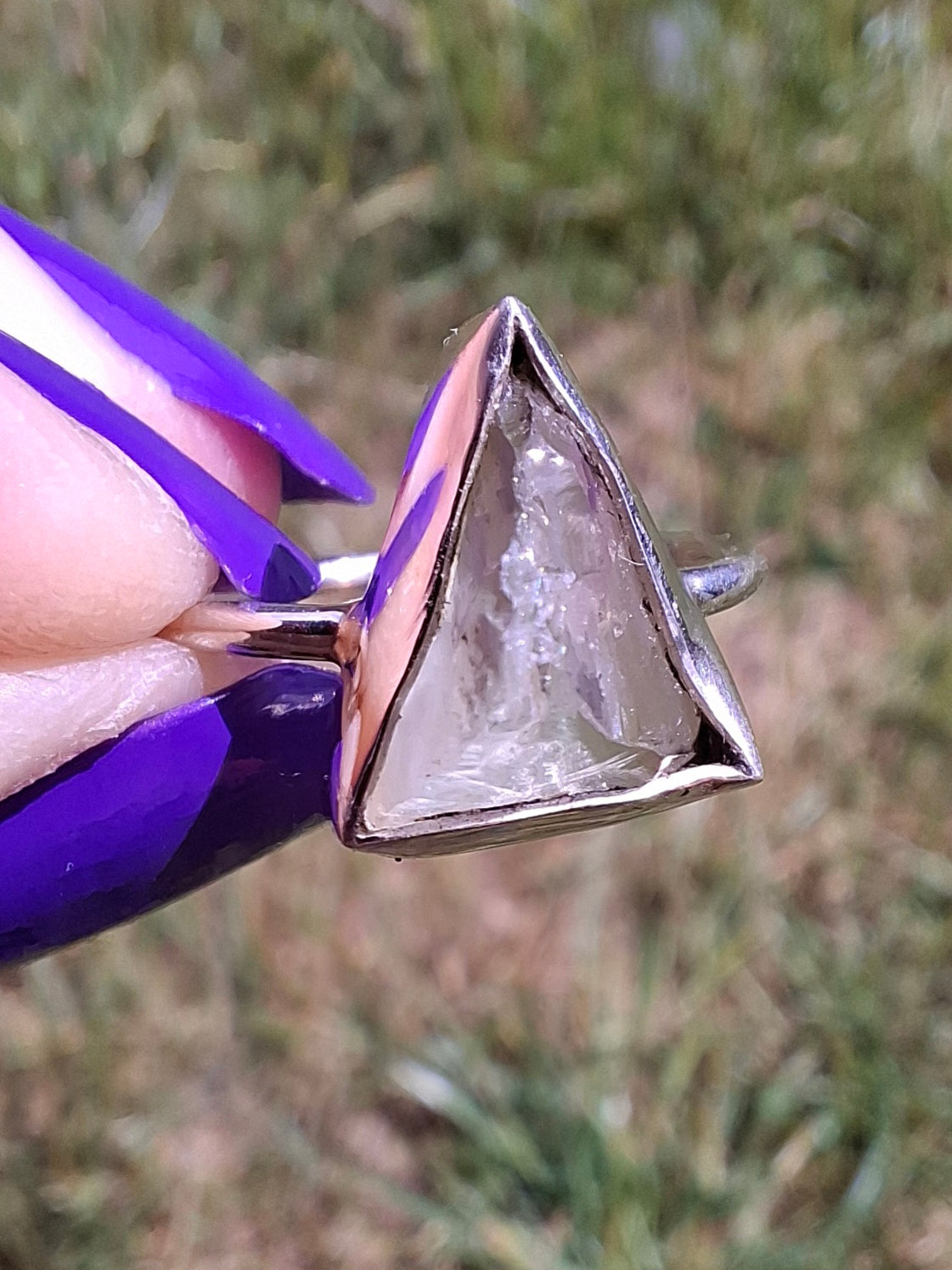 Libyan Desert Glass Ring, size large J/small K, 925 Silver, Tektite (Ref: LR11)