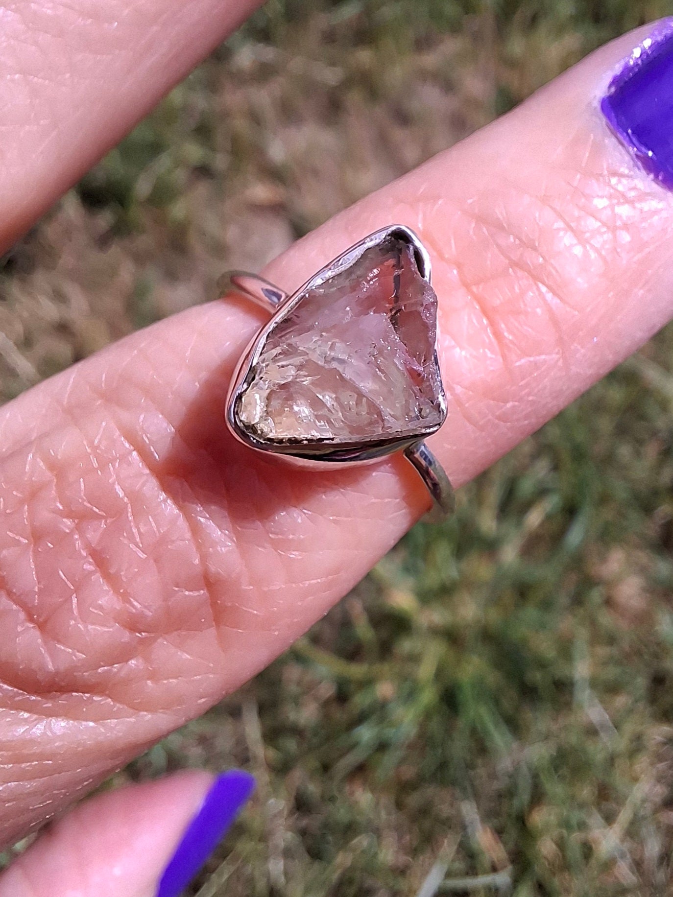 Libyan Desert Glass Ring, size large J/small K, 925 Silver, Tektite (Ref: LR10)