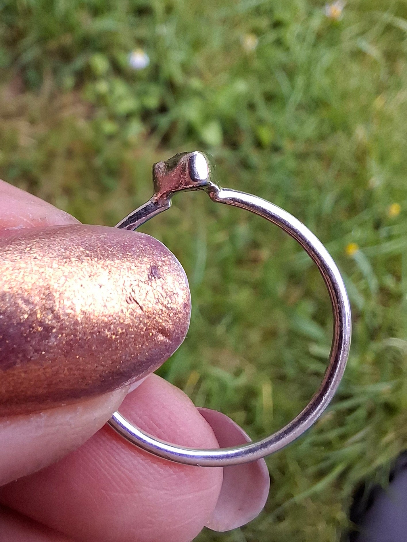 Moldavite Ring, size Q, 925 Silver, Tektite (Ref: R46)