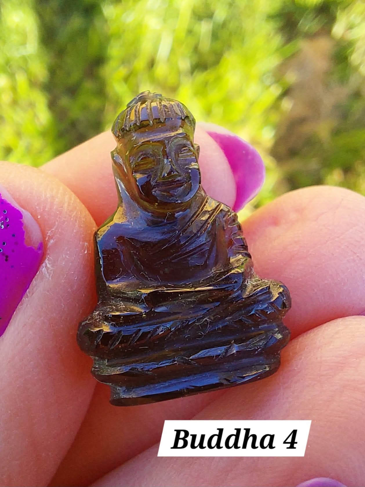 Moldavite BUDDHA Carving, 2.71g, Tektite (Ref: Buddha4)