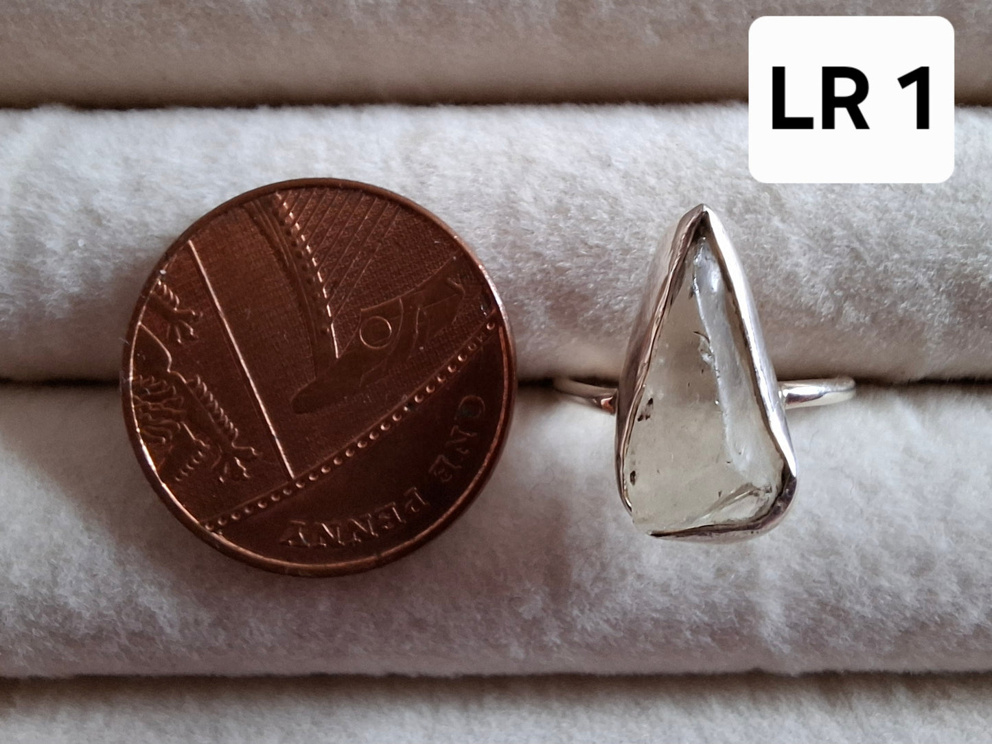 Libyan Desert Glass Ring, size large G, 925 Silver, Tektite (Ref: LR1)