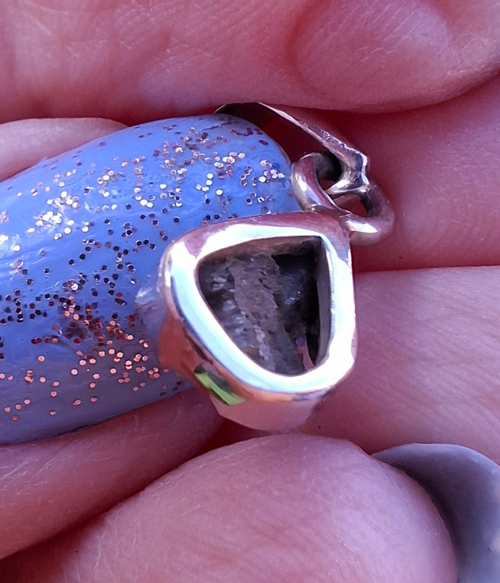Moldavite Pendant, 925 Silver, Tektite (Ref: P85)